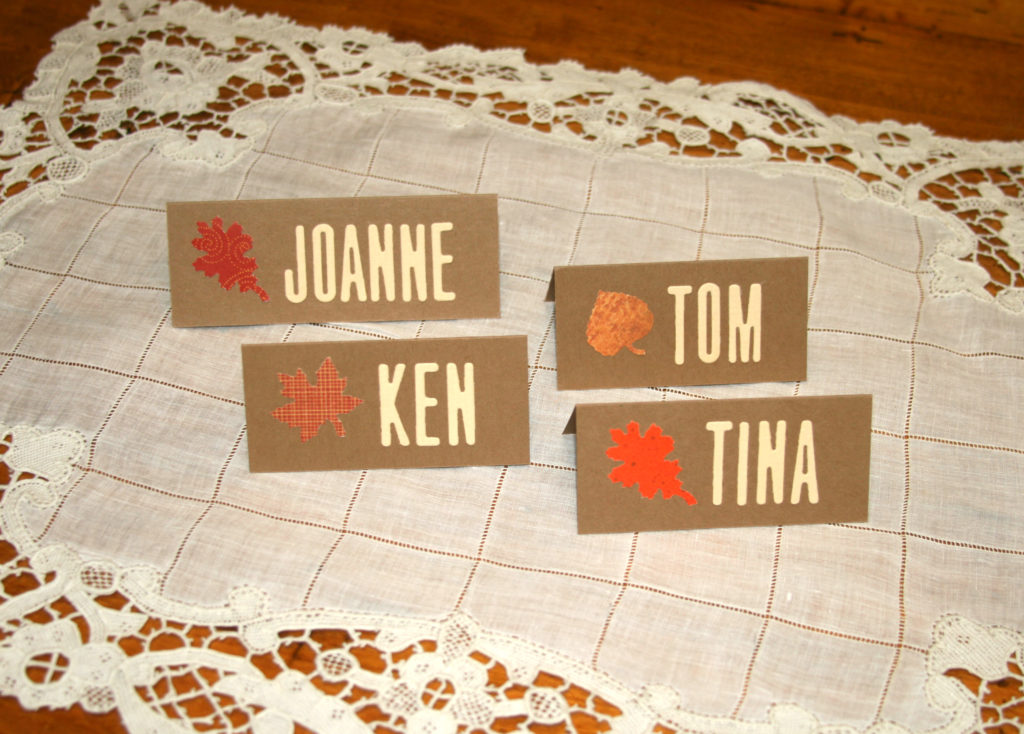 Make these easy DIY Thanksgiving place cards to complete your table setting. By following the simple step-by-step tutorial, you'll have beautiful table decorations to entertain in style. #craftedliving #thanksgiving #thanksgivingcrafts #thanksgivingdecorations