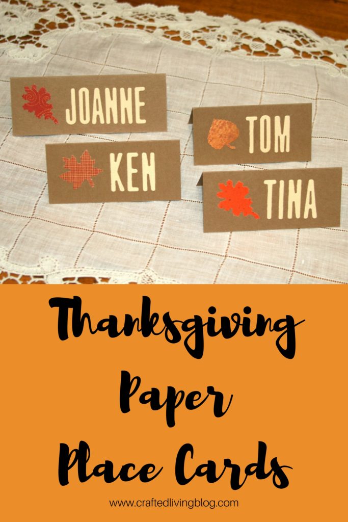 Make these easy DIY Thanksgiving place cards to complete your table setting. By following the simple step-by-step tutorial, you'll have beautiful table decorations to entertain in style. #craftedliving #thanksgiving #thanksgivingcrafts #thanksgivingdecorations