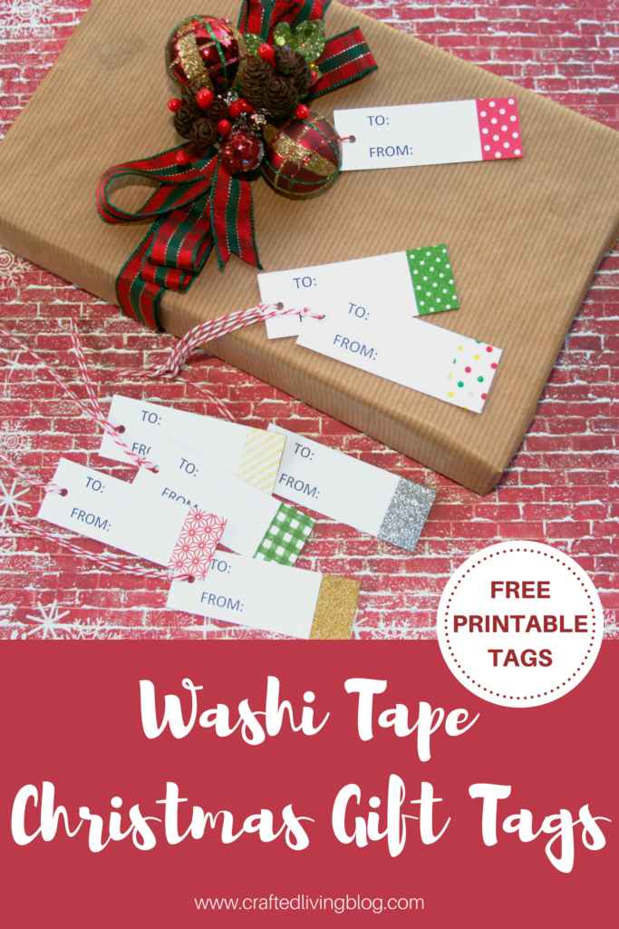 Make these quick and easy diy gift tags by adding washi tape. Download the free printable to create handmade gift tags to make your Christmas gifts extra special. #craftedliving #christmas #christmasgifts #christmascrafts #printables