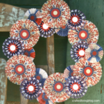 Patriotic Paper Rosette Wreath #patriotic #paperwreath #diytutorial #wreath #redwhiteandblue