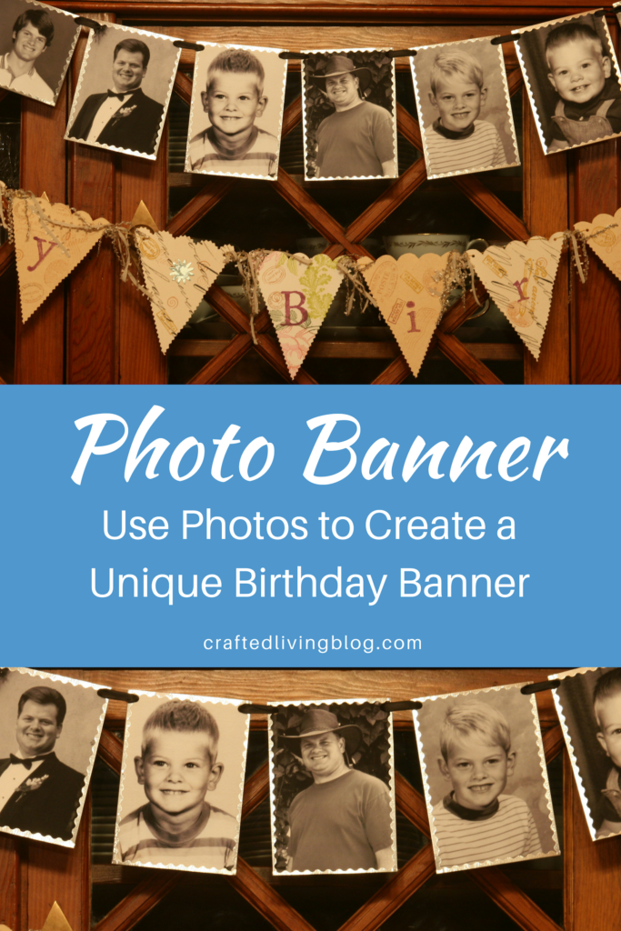 Make this easy DIY photo banner with a collection of photos for your next celebration. Perfect as room decor for birthdays, weddings, anniversaries and graduations. #craftedliving #photography #garland #partyideas #diycrafts