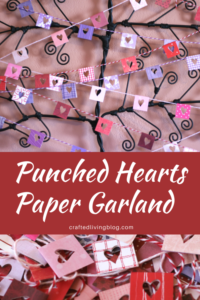 Celebrate Valentine's Day by creating this easy DIY hearts garland. Make it using your favorite paper to add playful style to your celebration. #craftedliving #valentinesday #galentine #diycrafts